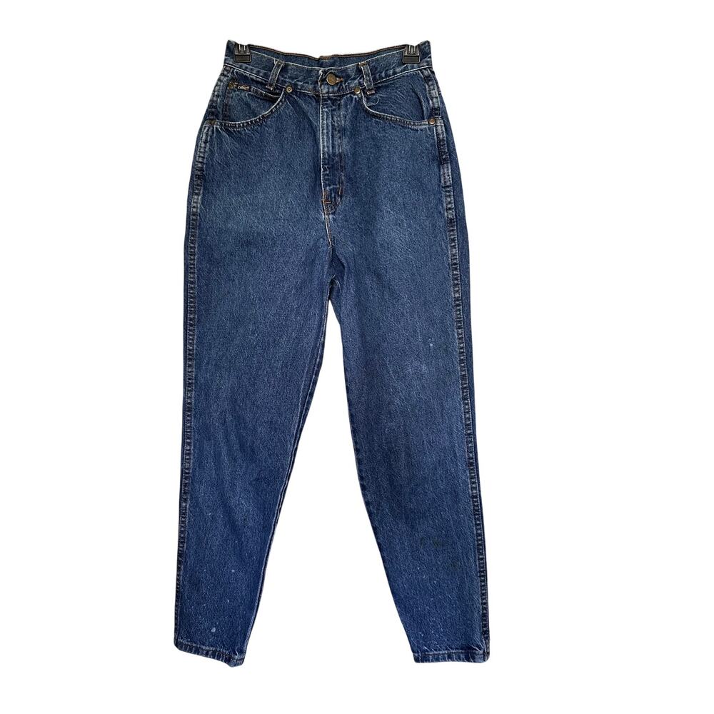 Vintage Chic High Waisted Mom Jeans Size 8P Petite Blue Denim Tapered Leg USA